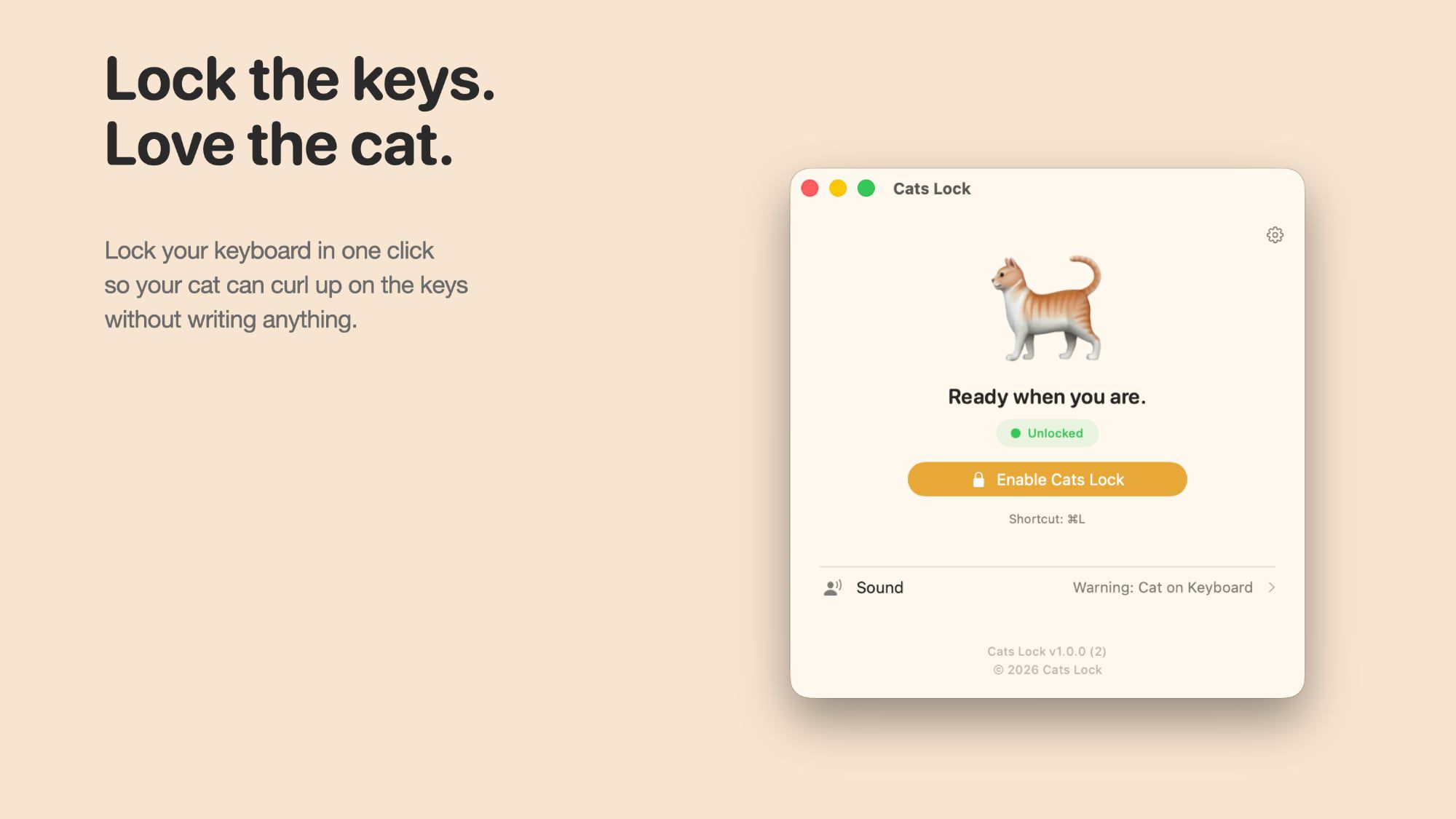 Cats Lock for Mac stops your cat from wreaking keyboard havoc