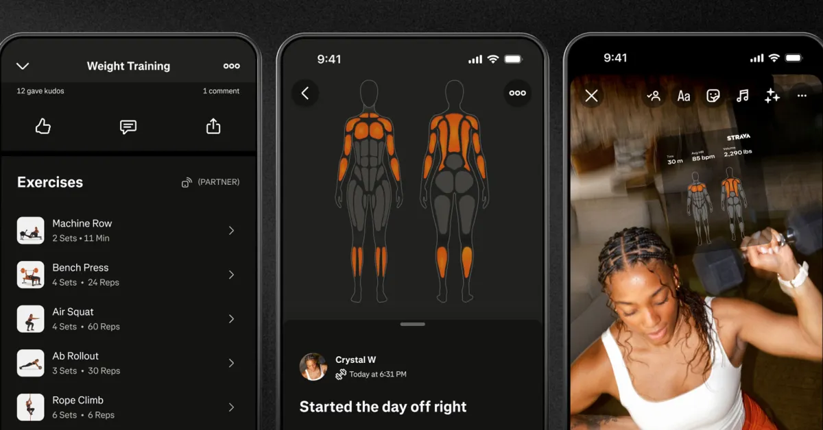 Strava adds dedicated strength training support for sets, muscle groups, and more.
