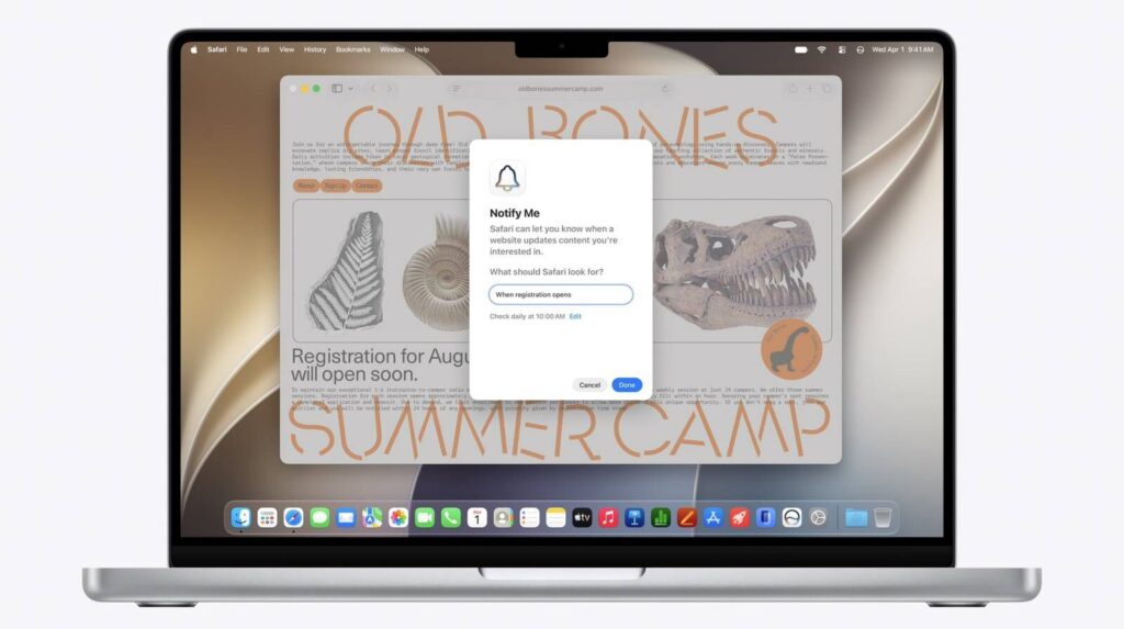 Safari will be able to monitor a web page and notify you of updates Safari will be able to monitor a web page and notify you of updates