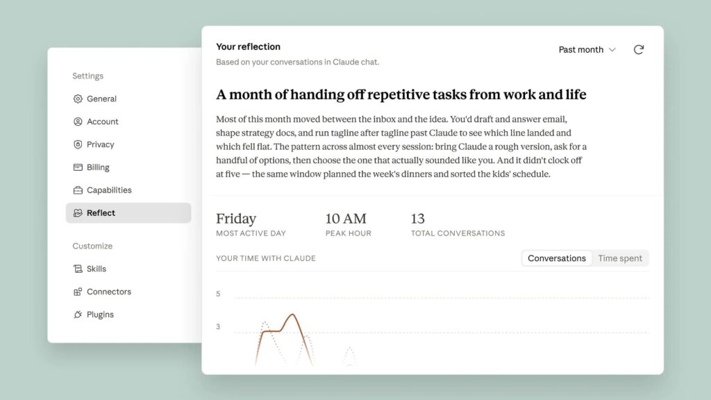 Anthropic adds “Reflect” functionality to Claude to track your usage Anthropic adds “Reflect” functionality to Claude to track your usage