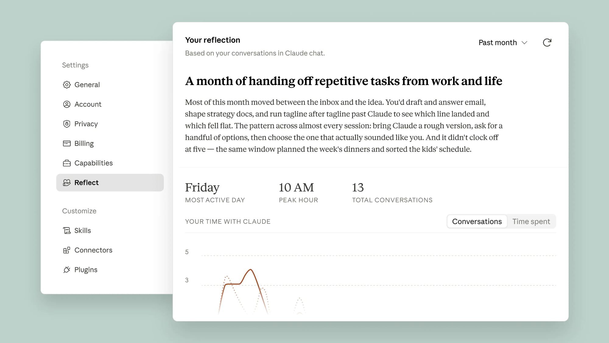 Anthropic adds “Reflect” functionality to Claude to track your usage